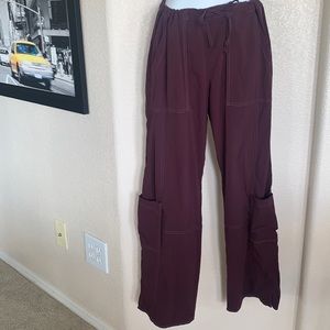 🎉HP🎉LUCY drawstring pants, 4 pockets, straight leg, slit ankle. Maroon.  M EUC
